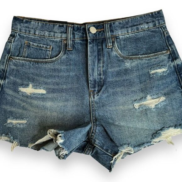 Blank NYC Pants - Blank NYC Womens Blue The Barrow Vintage High Rise Denim Cut Off Shorts 28